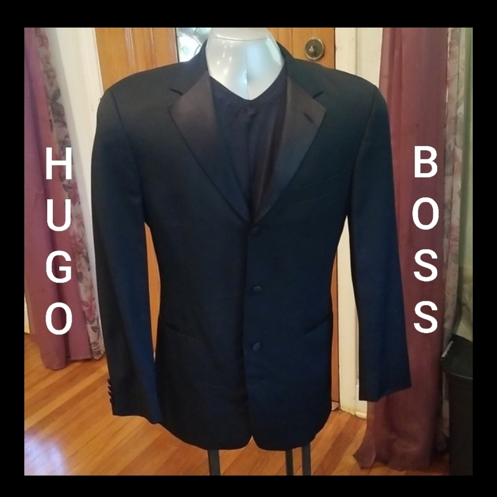 HUGO BOSS 38R Black Tuxedo Suit Blazer